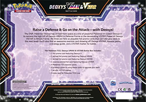 Pokémon TCG: Deoxys VMAX & VSTAR Battle Box (3 Foil Promo Cards, 1 Oversize Foil Card & 4 Booster Packs)