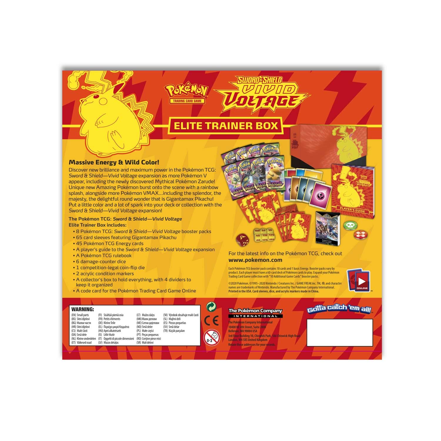Pokemon Cards: Sword & Shield 4 Vivid Voltage Elite Pikachu - Trainer Box, Multicolor