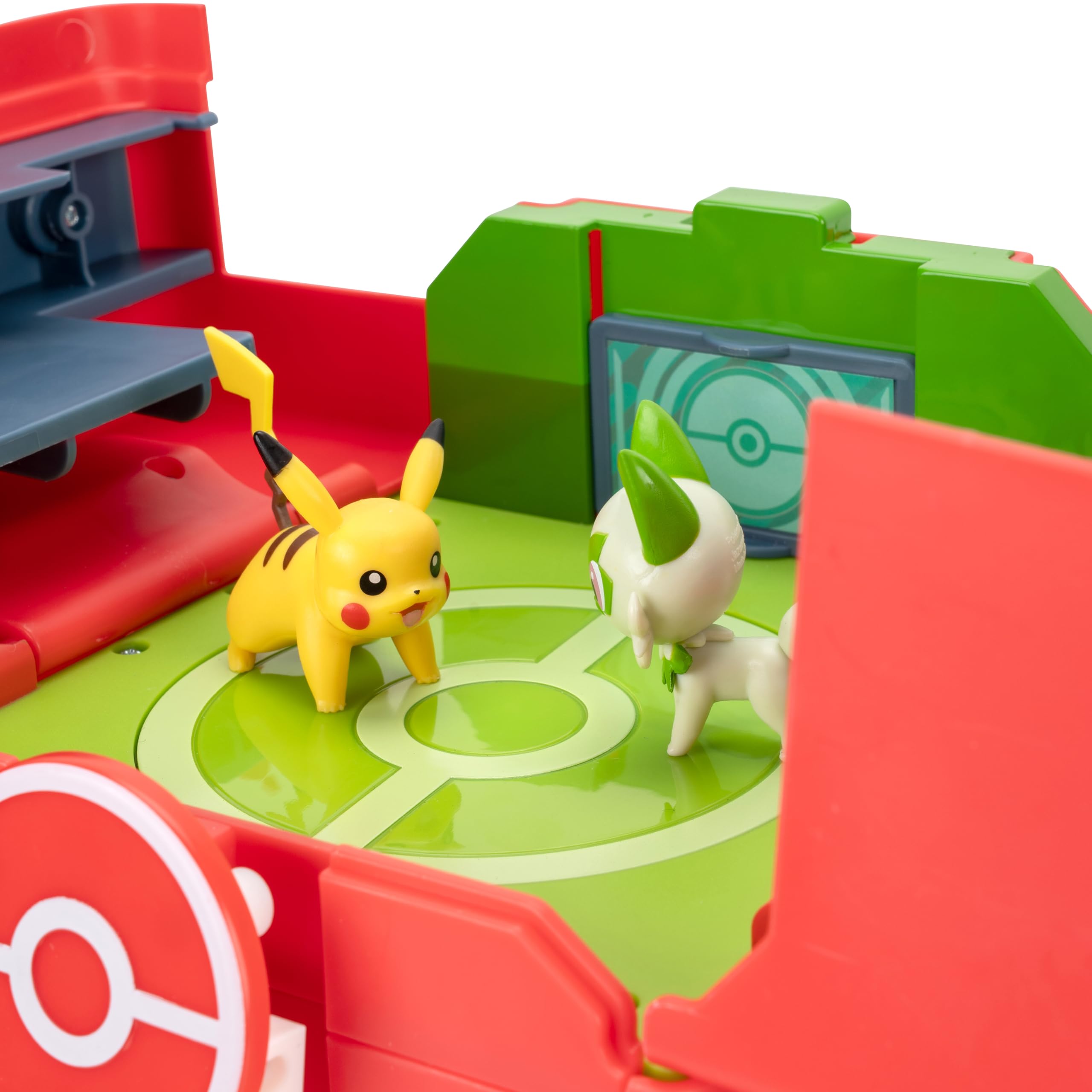 Jazwares Pokémon Play ‘N’ Display Case - Multi-Level Storage Unit with Rooftop Arena and Space for 35+ 2-Inch Battle Figures
