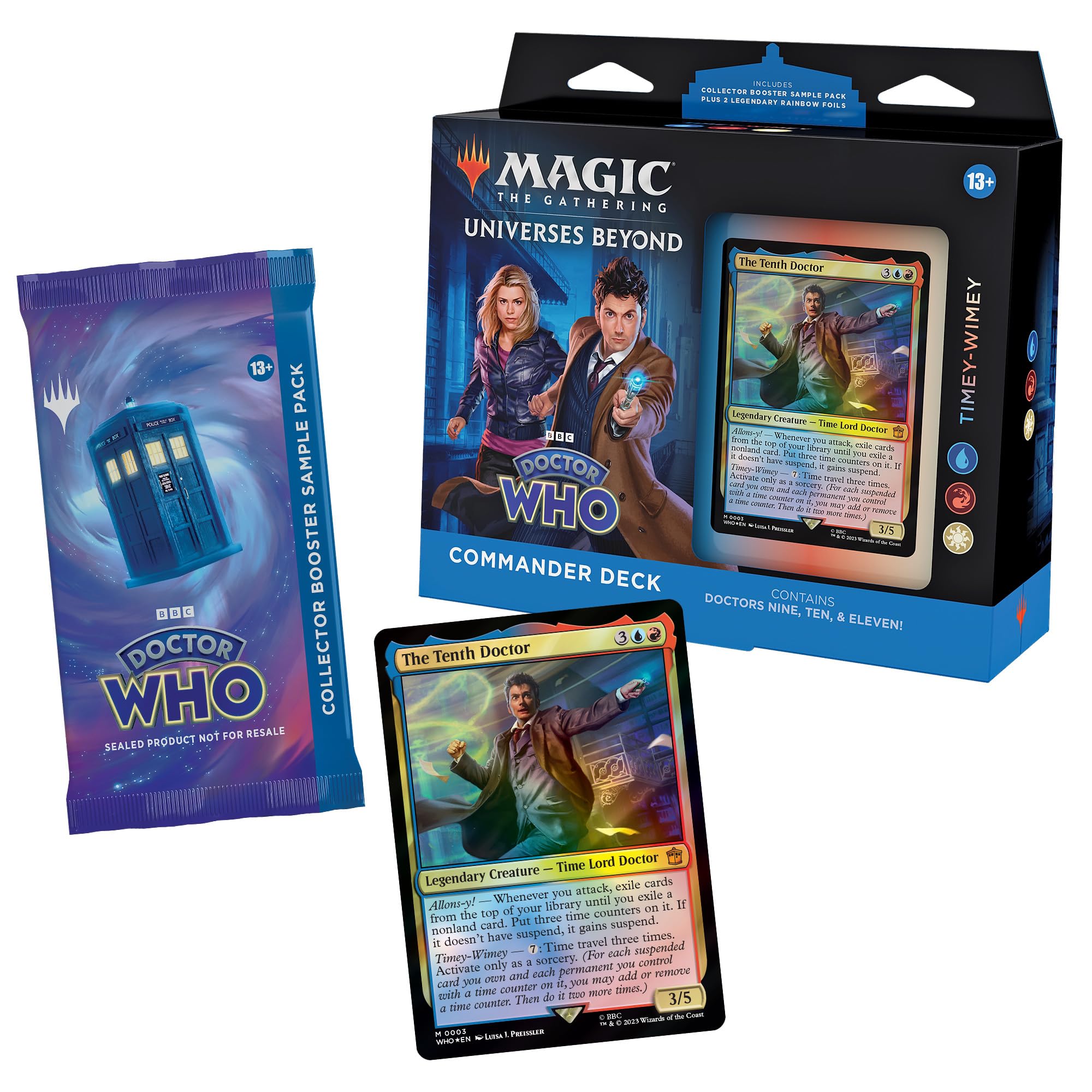 Magic: The Gathering Doctor Who Commander Deck – Timey-Wimey (100-Card Deck, 2-Card Collector Booster Sample Pack + Accessories)