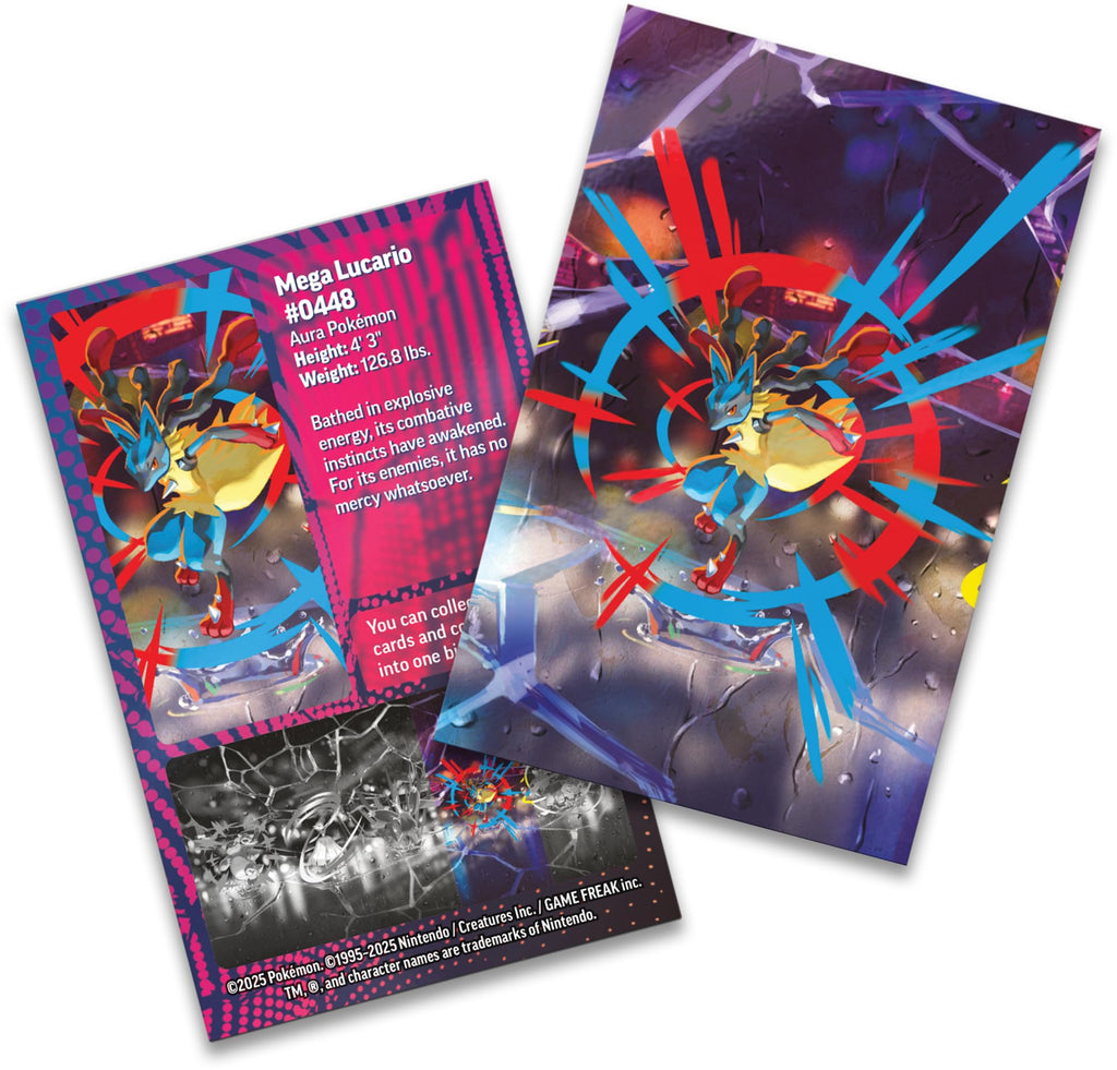 Pokémon TCG: Mega Heroes Mini Tin – Mega Lucario (1 Sticker, 1 Art Card & 2 Booster Packs)