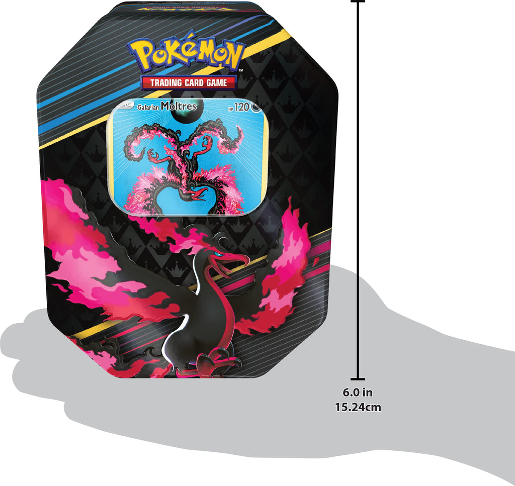 Pokemon TCG: Crown Zenith Tin – Galarian Moltres (1 Foil Card & 5 Booster Packs)