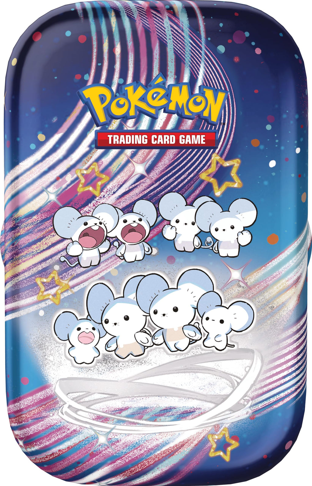 Pokémon TCG - Scarlet & Violet - Paldean Fates Mini Tin (Maushold/Smoliv/Tinkatink/Finizen/Flamigo - 1x Random, Black