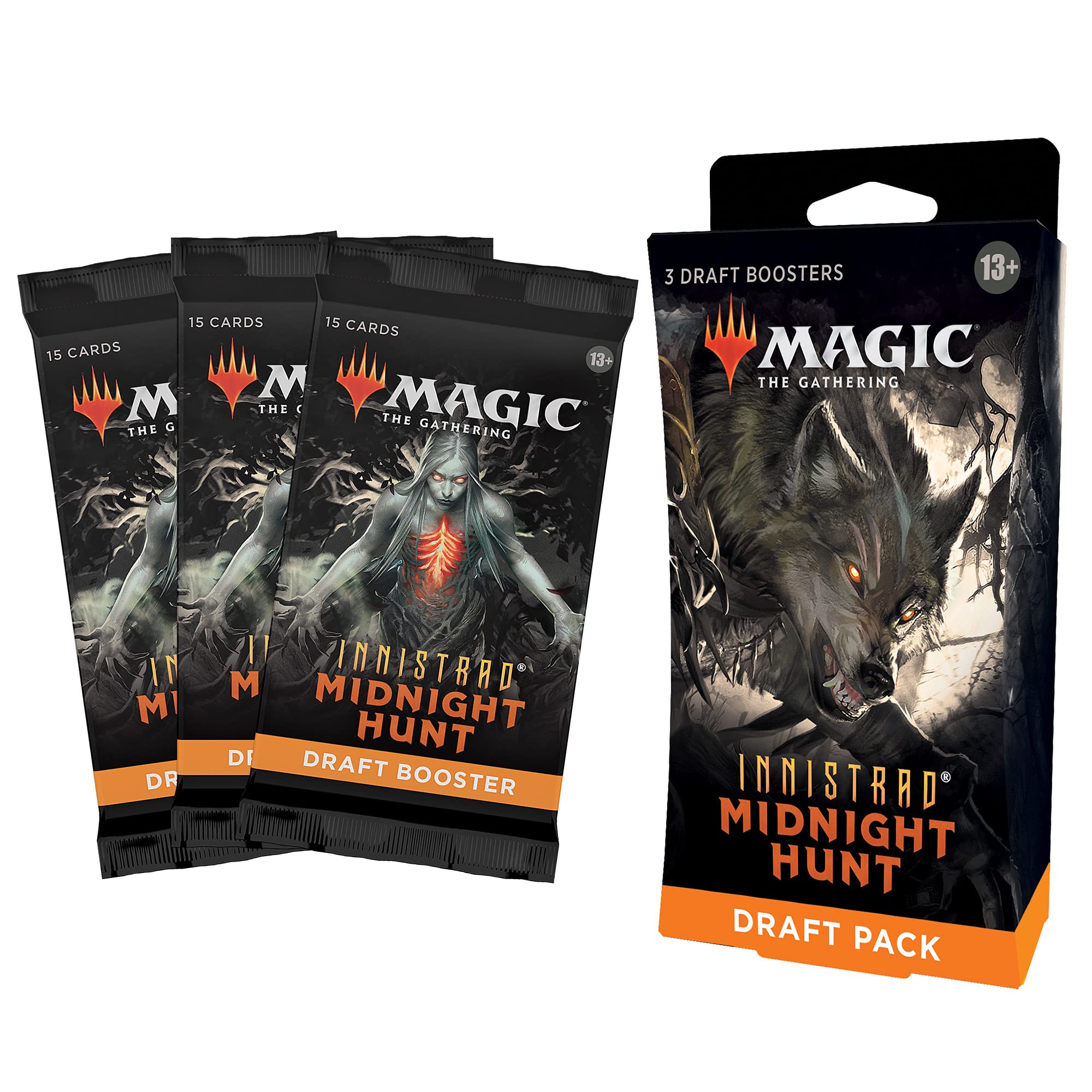Magic: The Gathering Innistrad: Midnight Hunt 3-Booster Draft Pack | 45 Magic Cards
