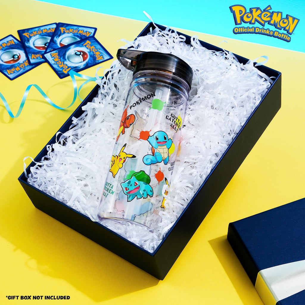 Pokemon Water Bottle for Kids with Straw, 19.6oz Plastic Reusable Drink Bottle