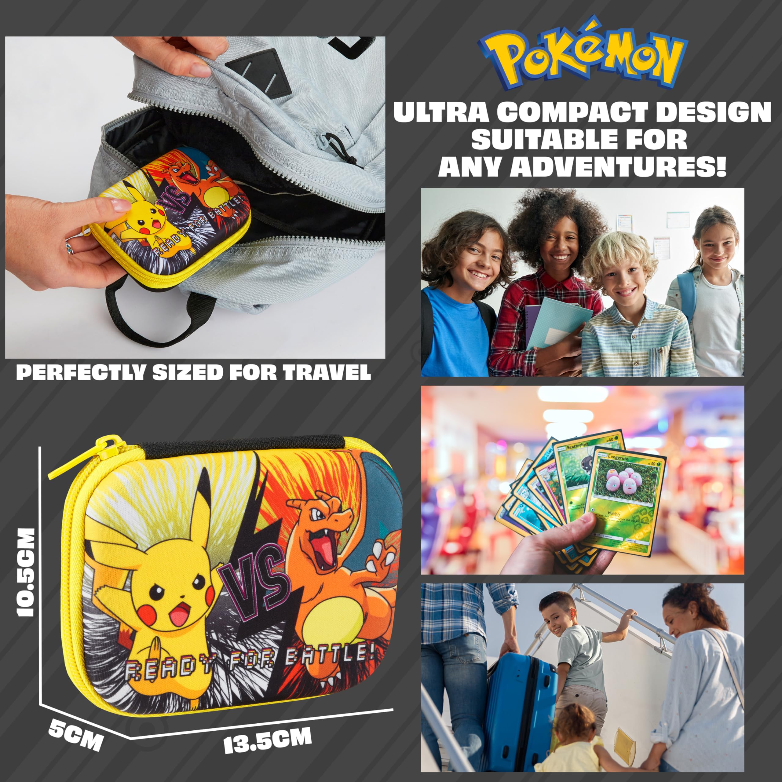 Pokemon Card Binder Card Box Playing Card Case Travel Storage Case Holds 200+ Cards, Anime Gifts
