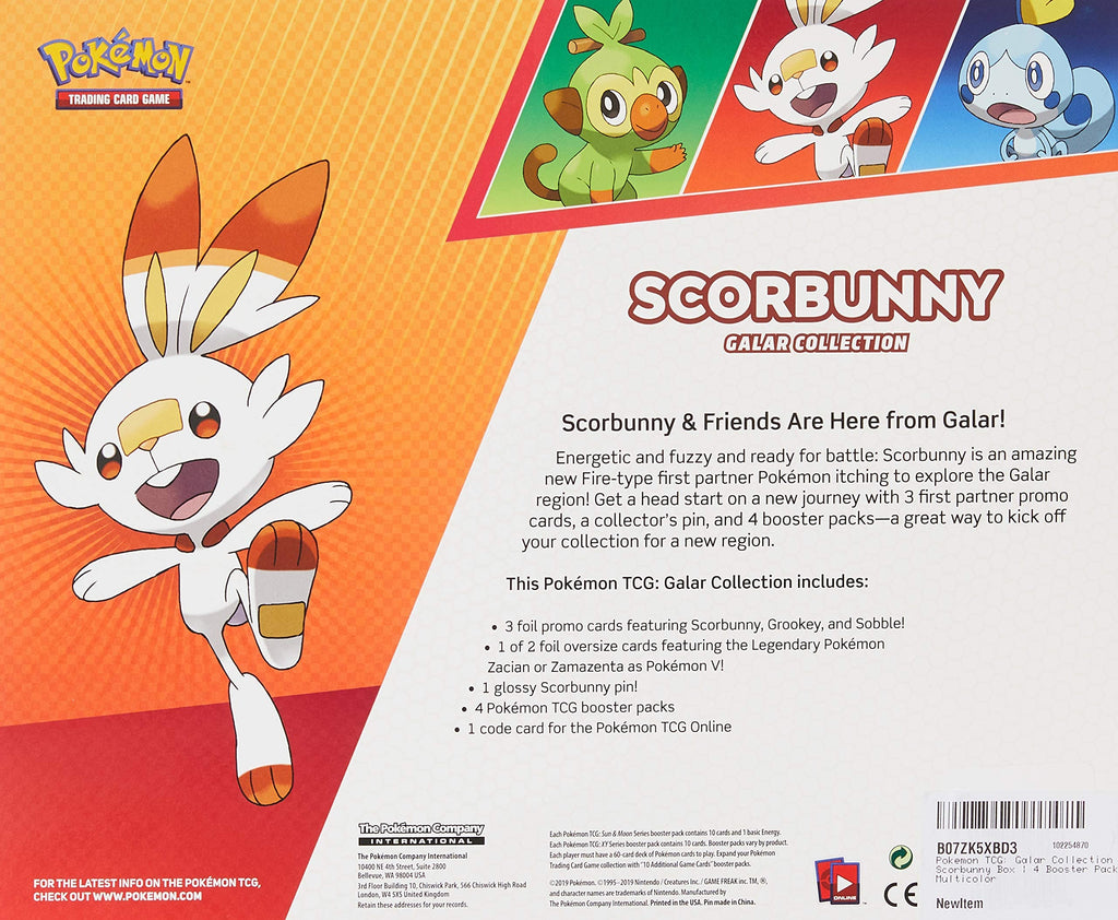 Pokemon TCG: Galar Collection Scorbunny Box | 4 Booster Pack, Multicolor