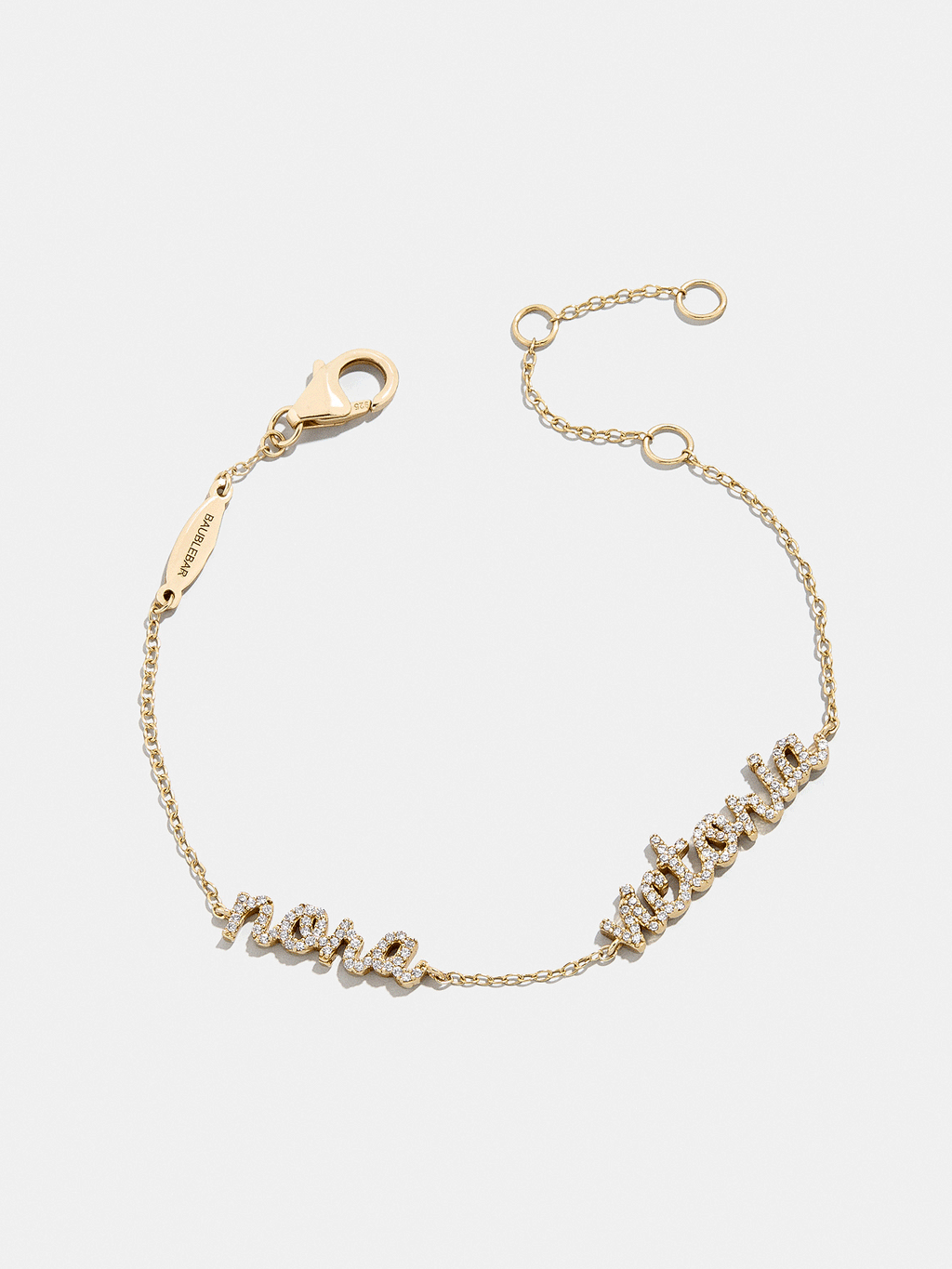 14K Gold/Pavé Custom Script Multi Name Bracelet - 2 Names