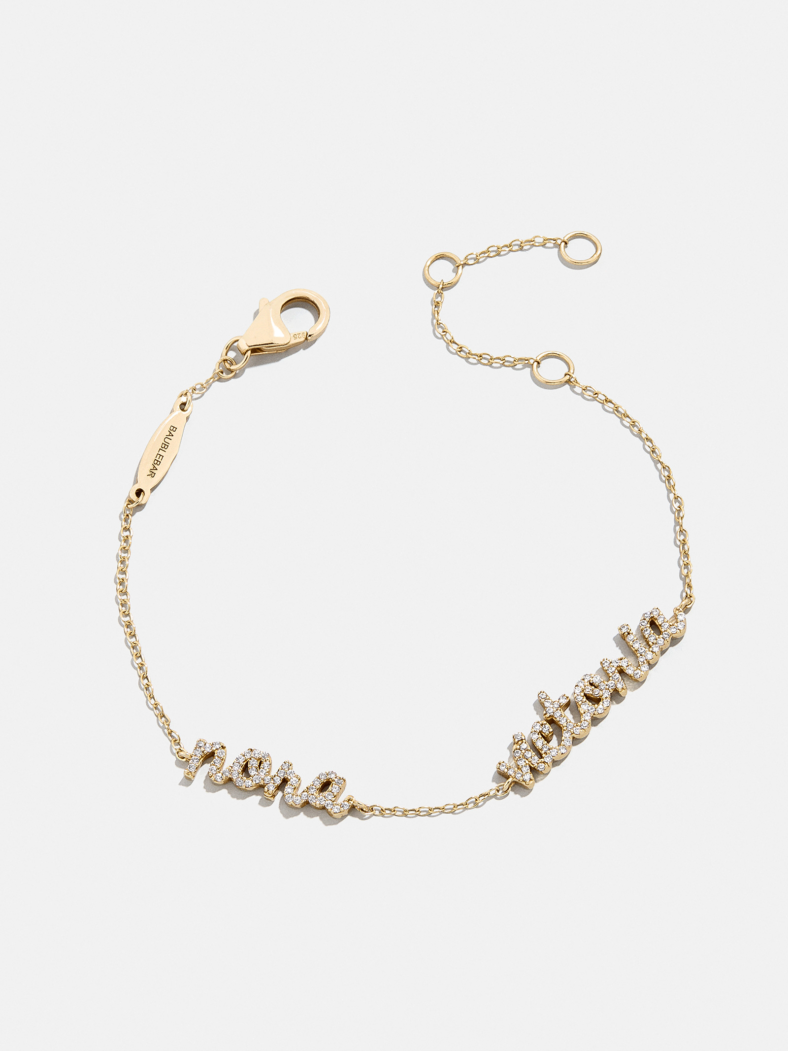 14K Gold/Pavé Custom Script Multi Name Bracelet - 2 Names