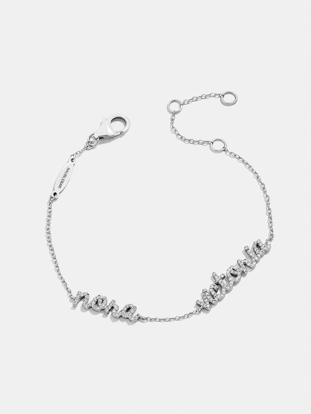 Sterling Silver/Pavé Custom Script Multi Name Bracelet - 2 Names