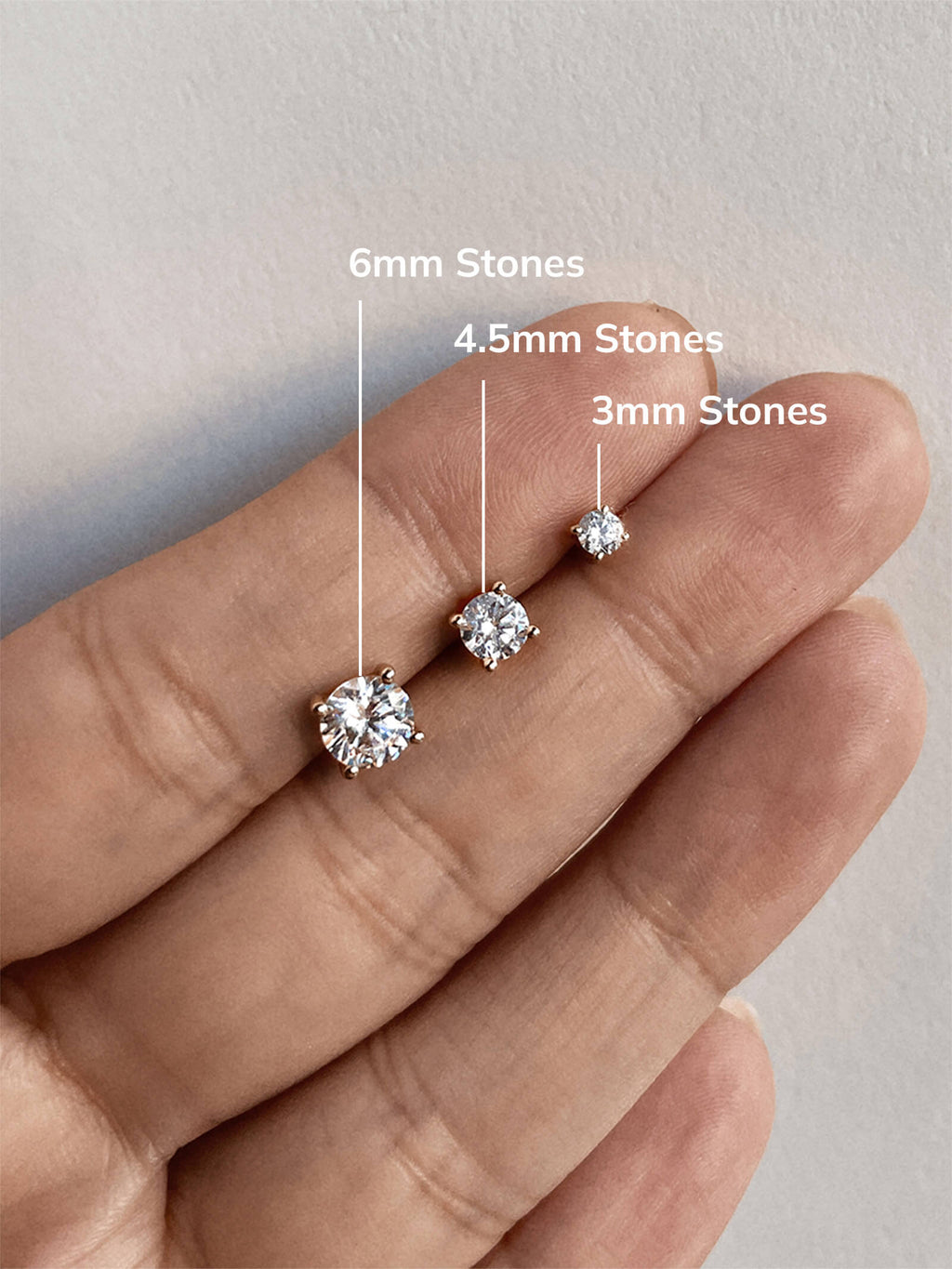 Debra 14K Gold Earrings - Round Stone
