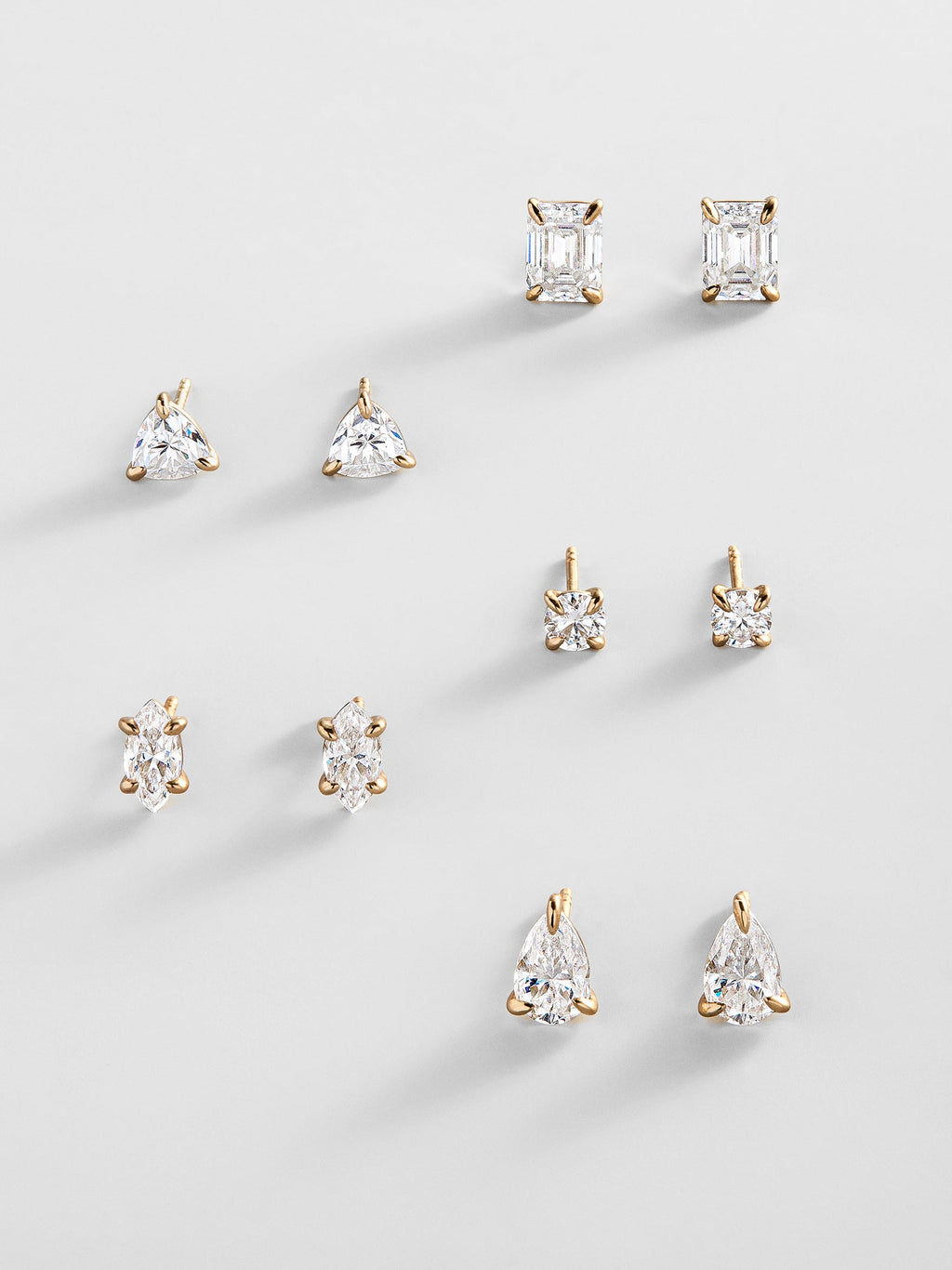 Debra 14K Gold Earrings - Trillion Stone