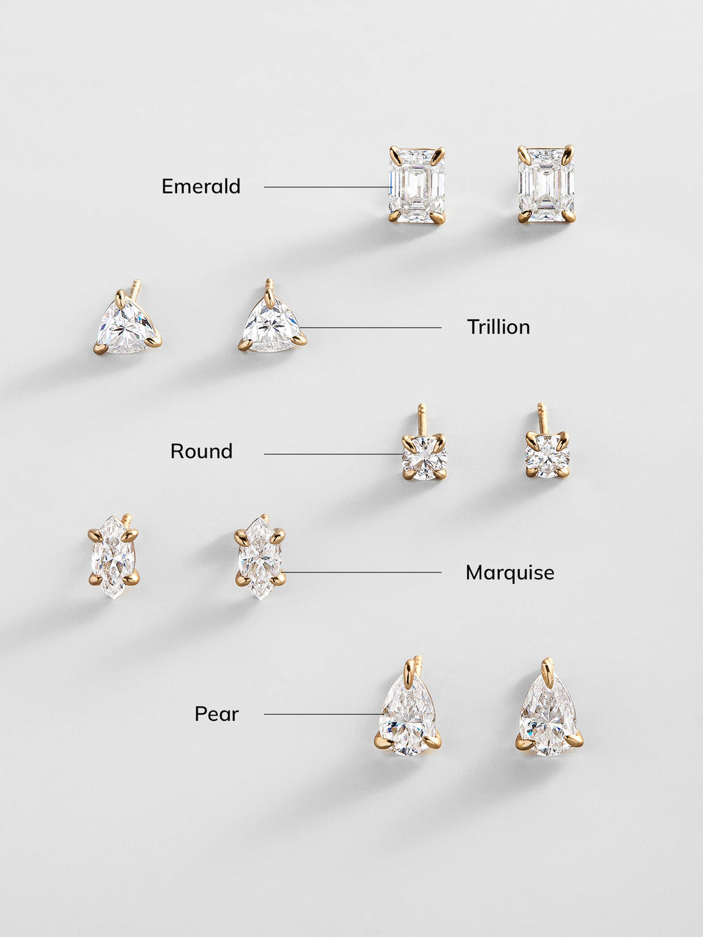 Debra 14K Gold Earrings - Trillion Stone