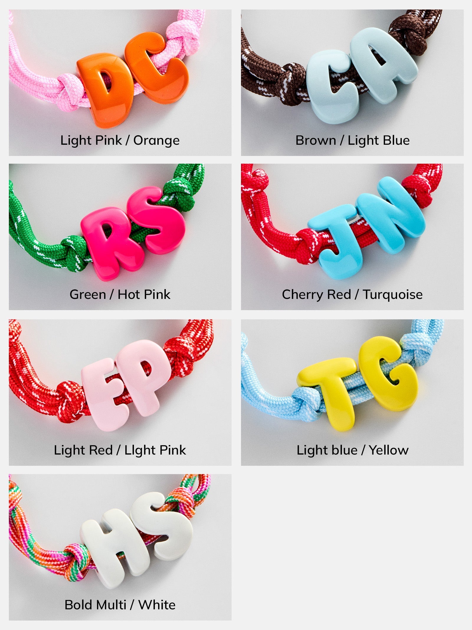 Knotty Enamel Initial Custom Bracelet - Multi/White Double Letter