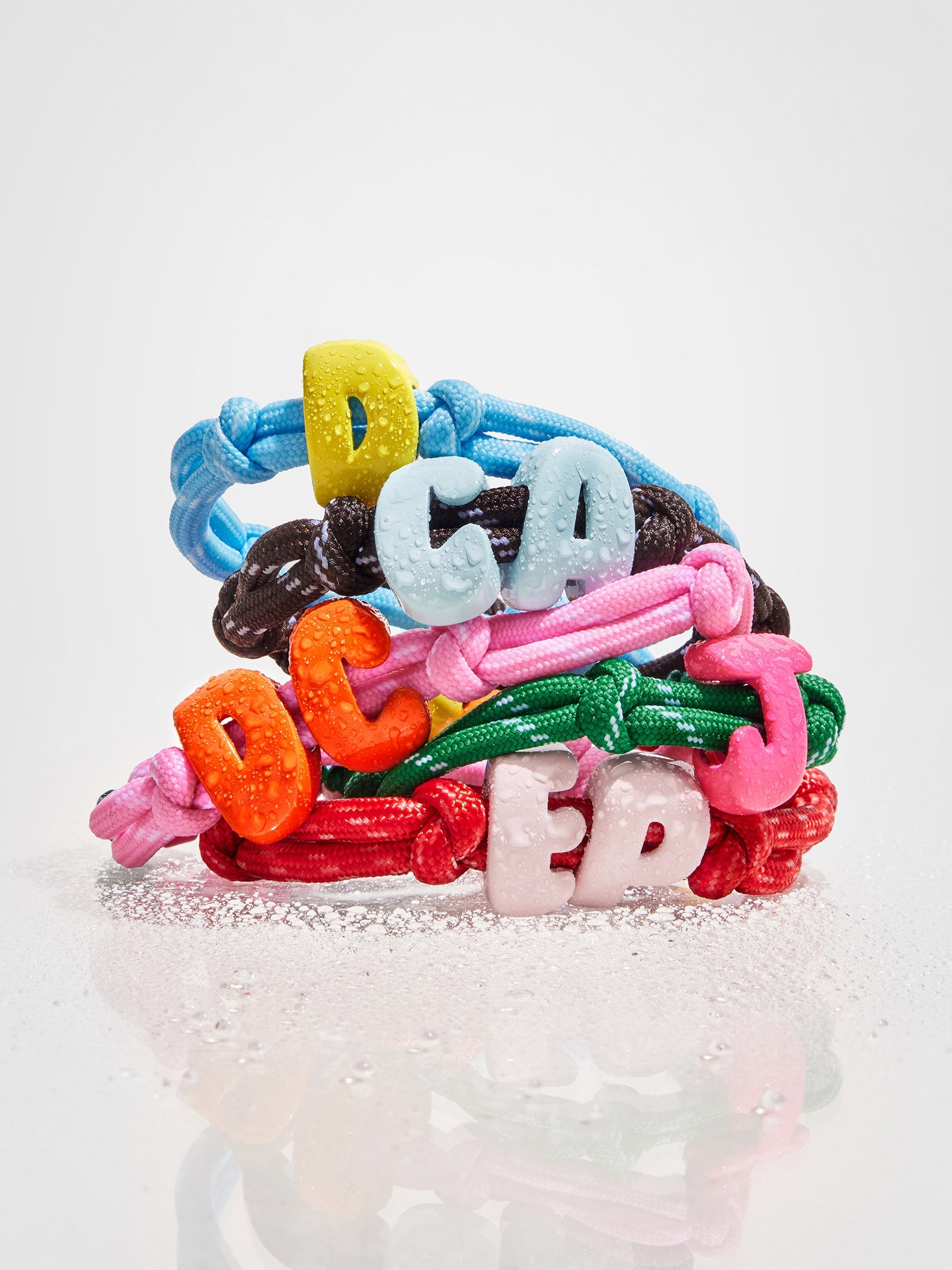 Knotty Enamel Initial Custom Bracelet - Pink/Orange Single Letter