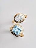 Gold Etched Bezel Custom Birthstone Ring - Crystal
