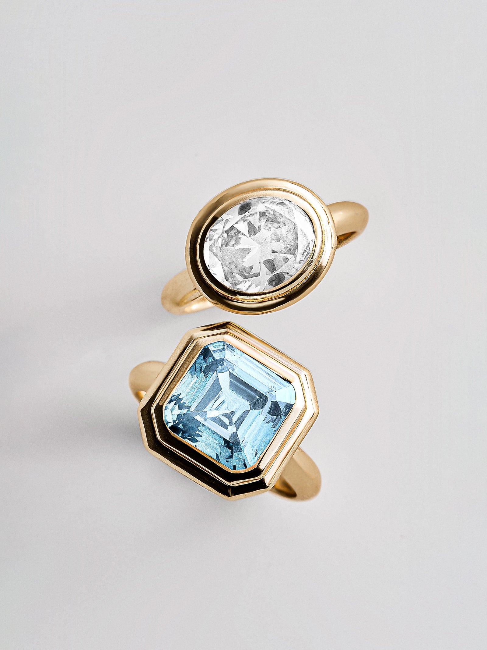 Gold Etched Bezel Custom Birthstone Ring - Crystal