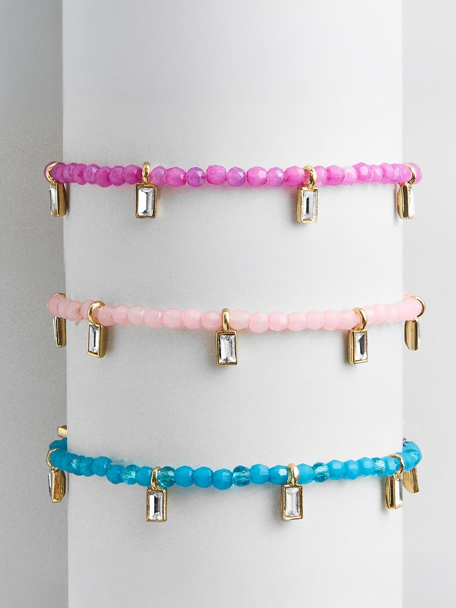 Crystal Beaded Bracelet - Blush