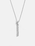 Mini Silver Pavé Block Cluster Custom Nameplate Necklace - 1 Name