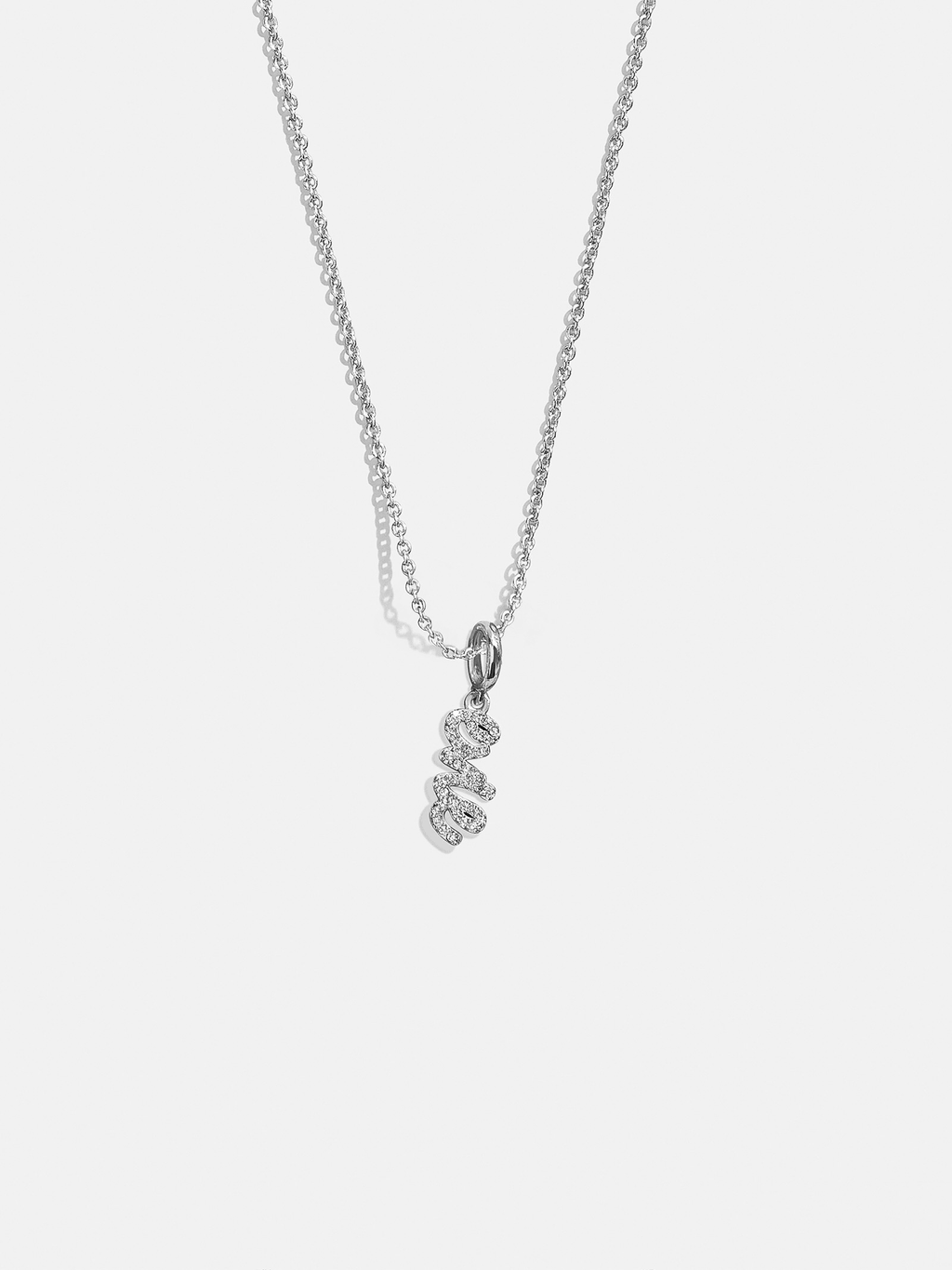 Mini Silver Pavé Script Cluster Custom Nameplate Necklace - 1 Name