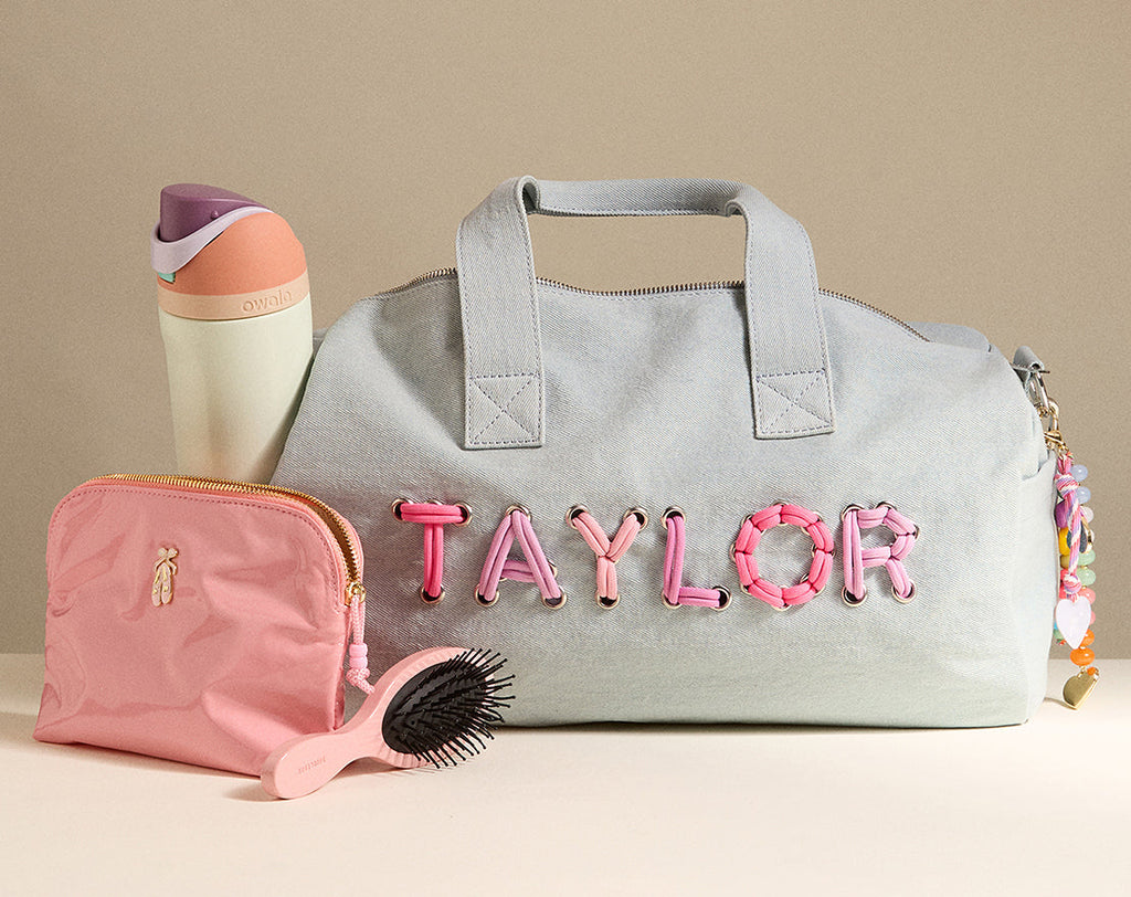 Thready to Go Kids’ Custom Duffle - Light Denim/Pink Multi