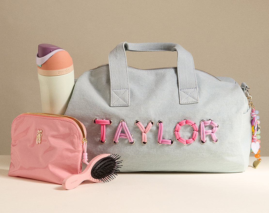 Thready to Go Kids’ Custom Duffle - Light Denim/Pink Multi