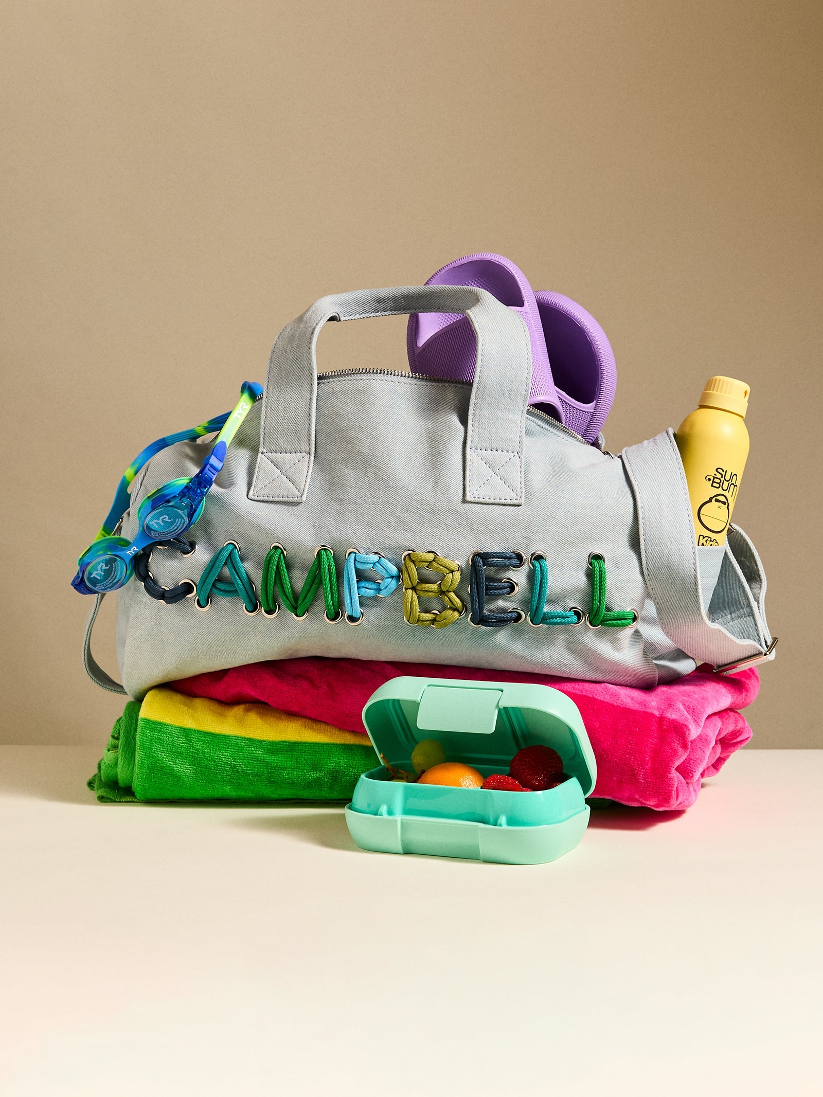 Thready to Go Kids’ Custom Duffle - Light Denim/Blue Multi