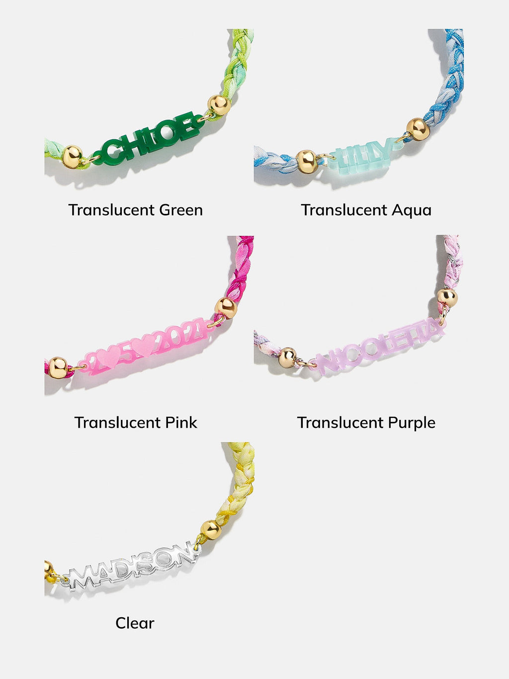Acrylic Kids' Custom Nameplate Bracelet - Translucent Green
