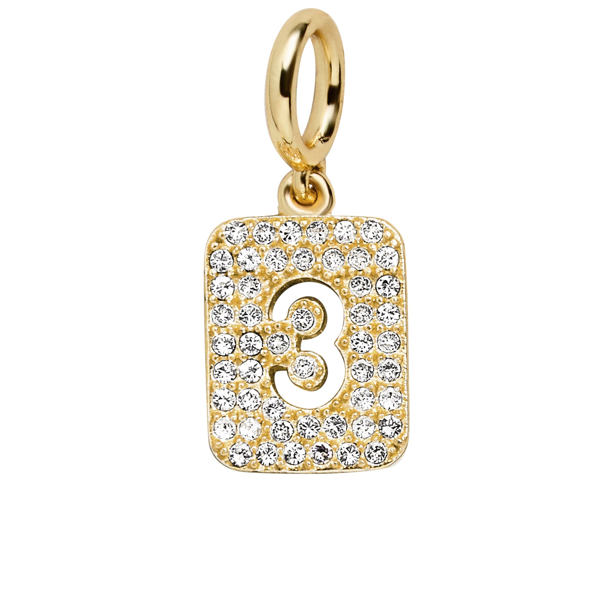 Block Pavé Number Cluster Charm - 3