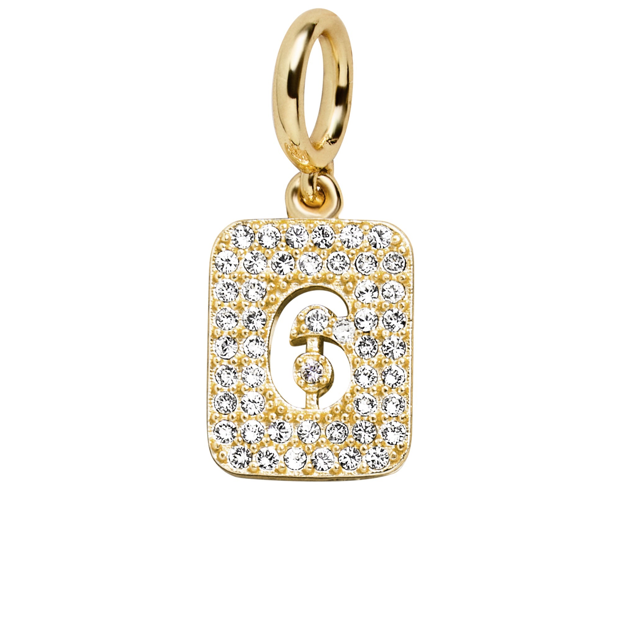 Block Pavé Number Cluster Charm - 6