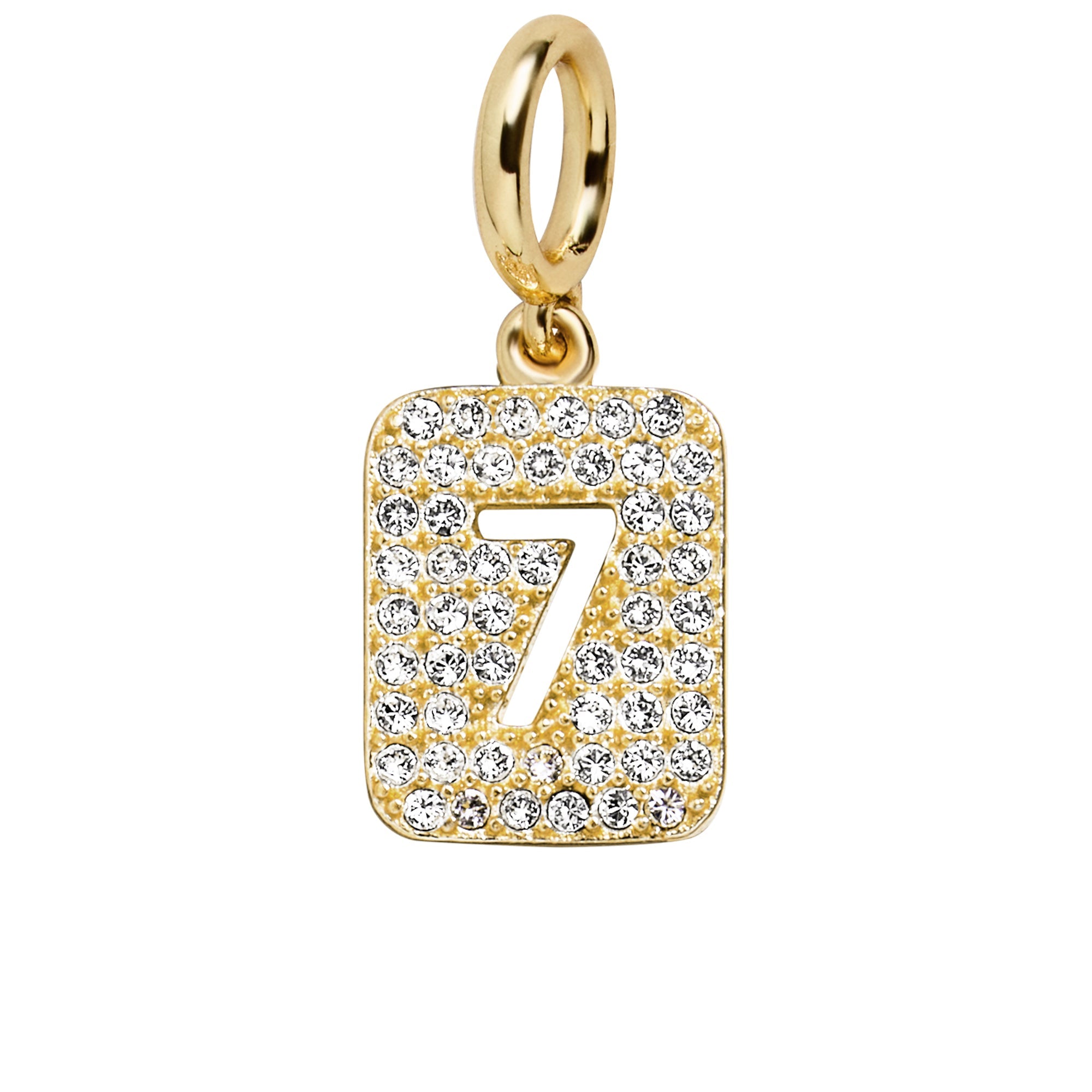 Block Pavé Number Cluster Charm - 7