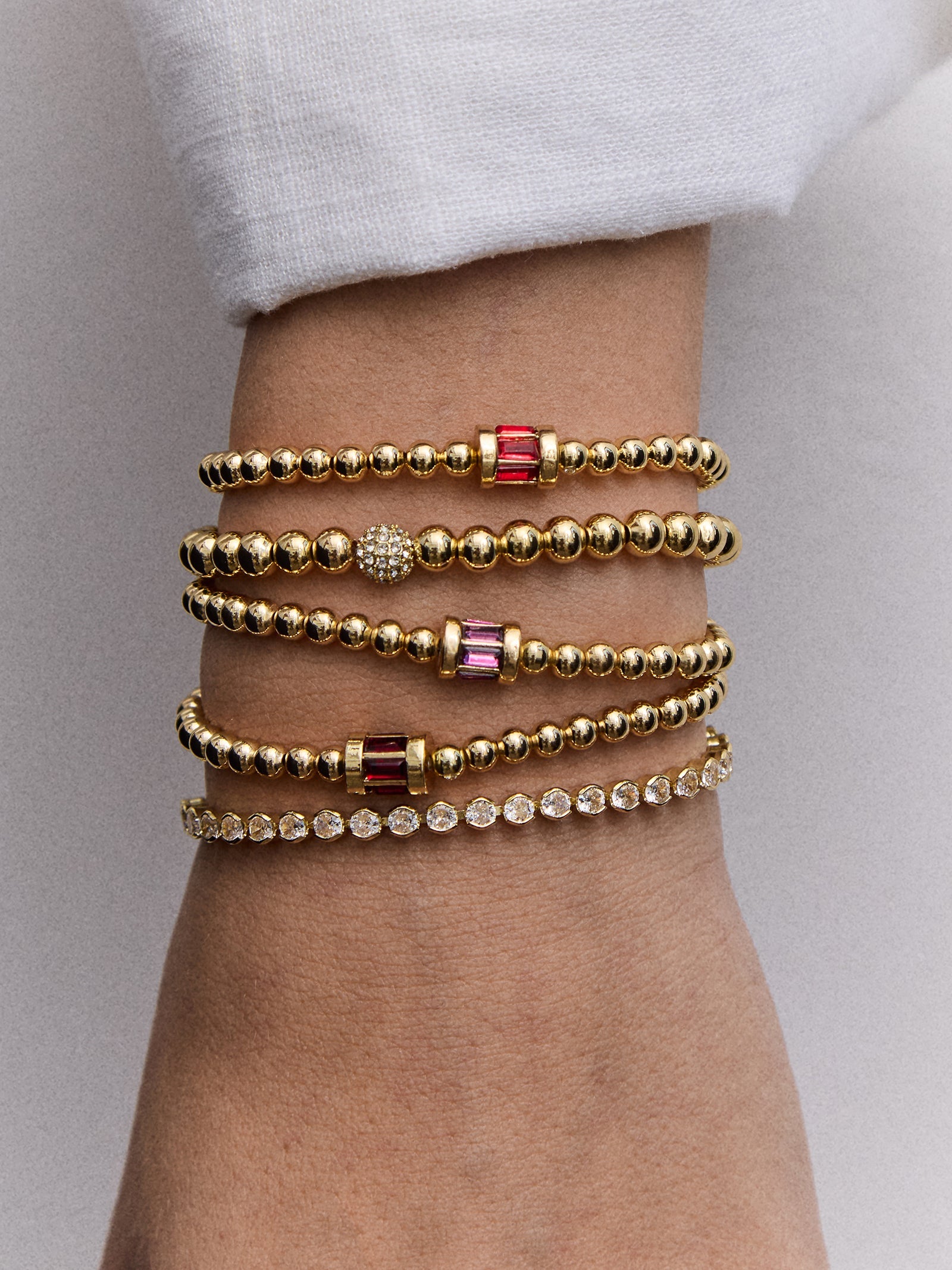 Tatum Baguette Pisa Bracelet - Garnet