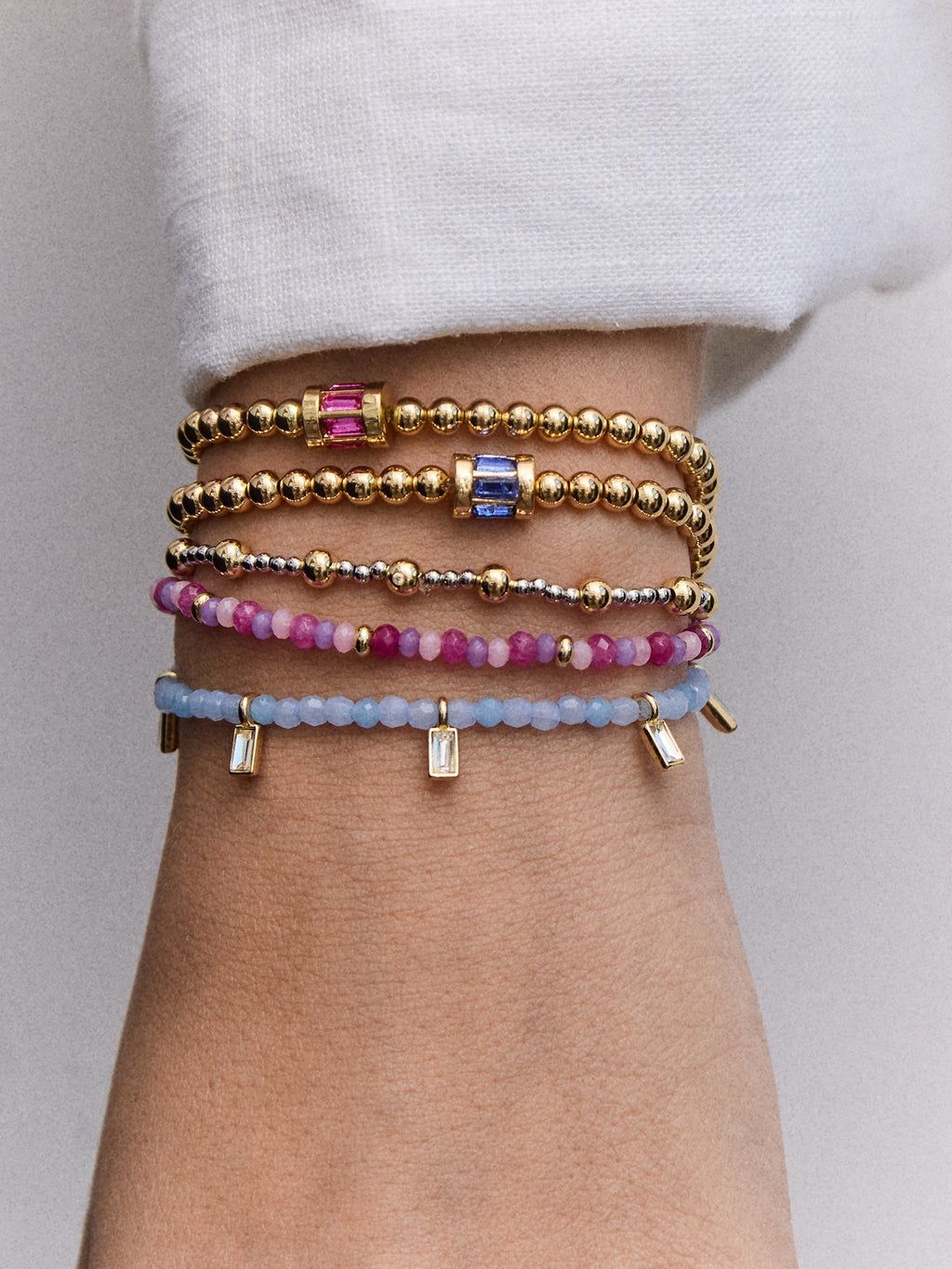 Tatum Baguette  Pisa Bracelet - Blue Zircon