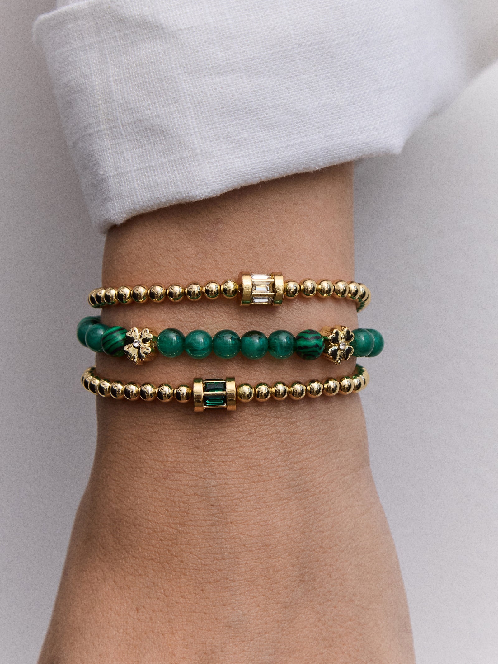 Tatum Baguette Pisa Bracelet - Emerald