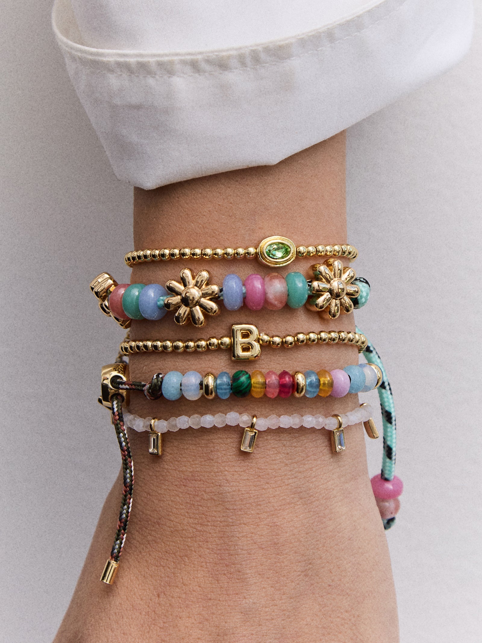 Crystal Beaded Bracelet - Magenta