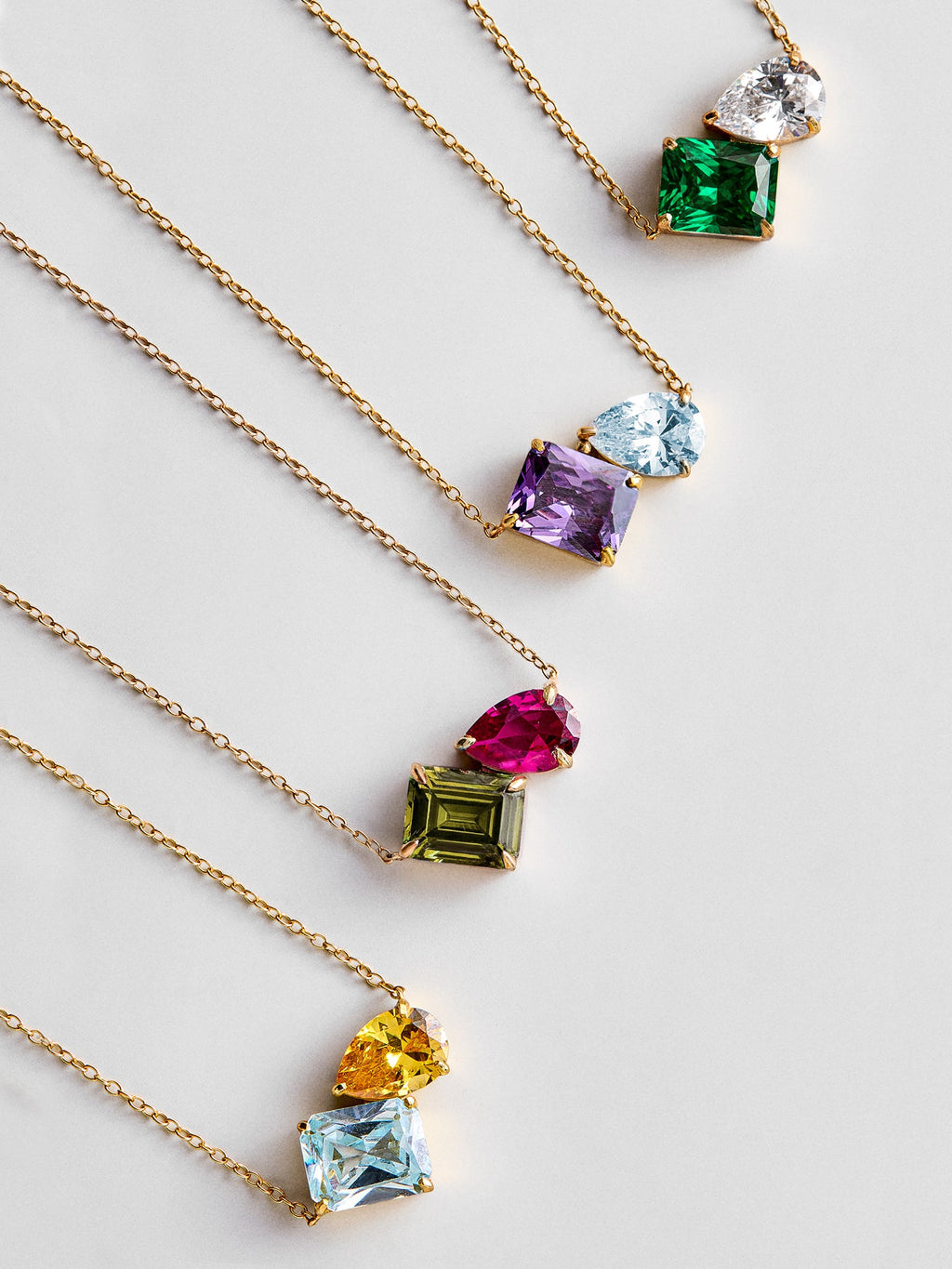Toi et Moi 14K Gold Custom Birthstone Necklace - Gold