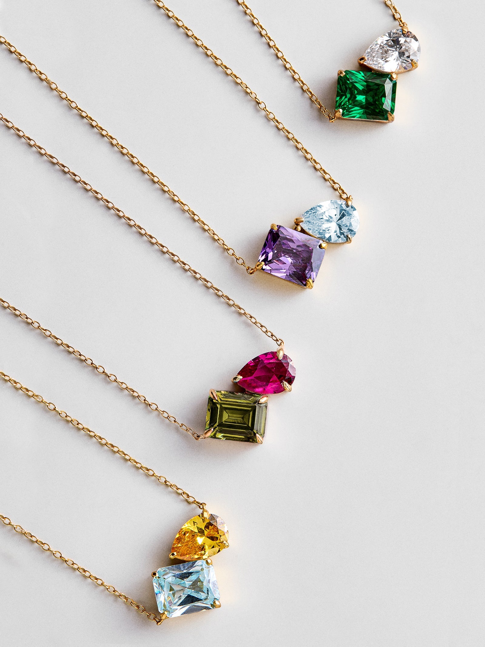 Toi et Moi 14K Gold Custom Birthstone Necklace - Gold