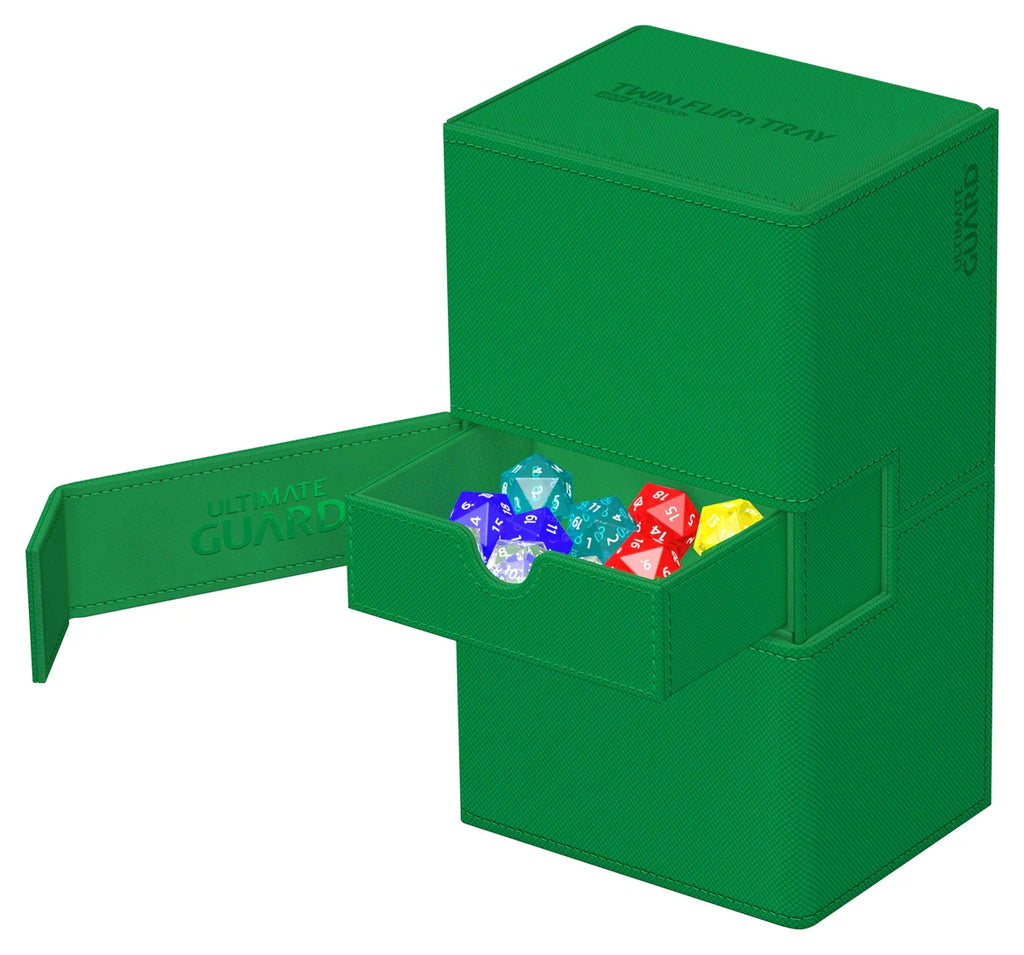 Ultimate Guard Twin Flip n Tray 200 Green Xenoskin Deck Case