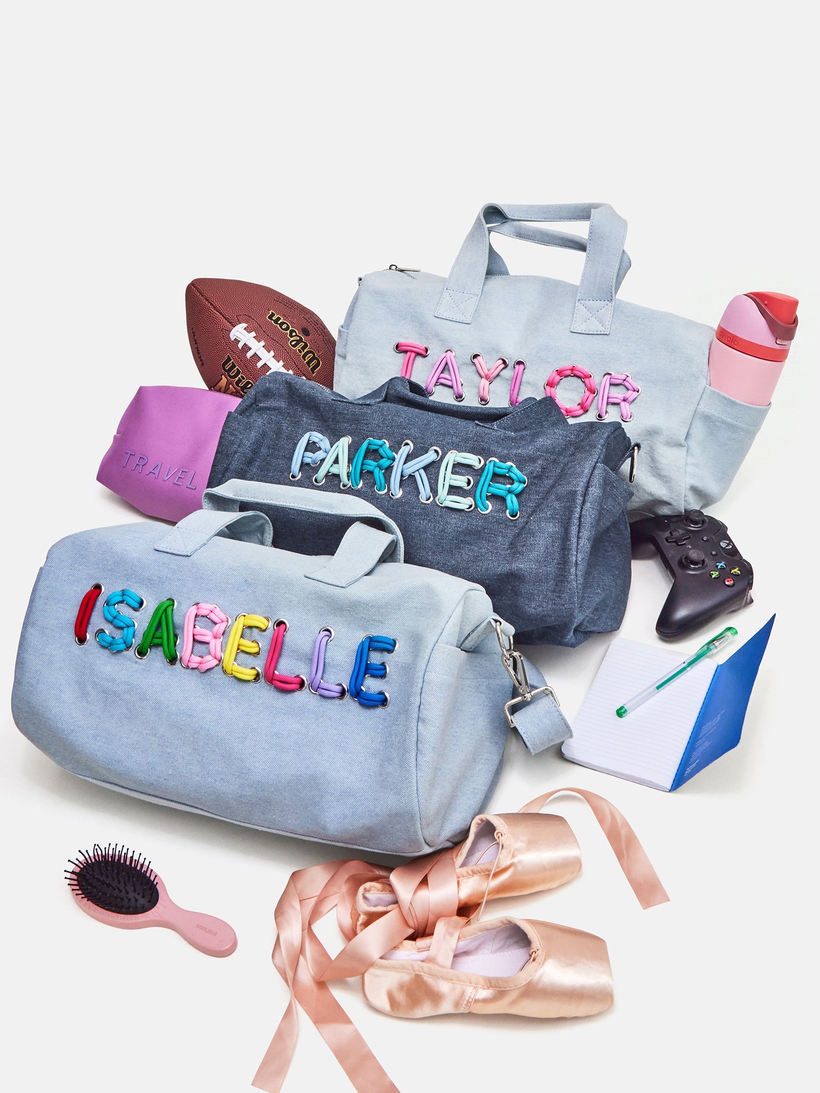Thready to Go Kids’ Custom Duffle - Light Denim/Multi