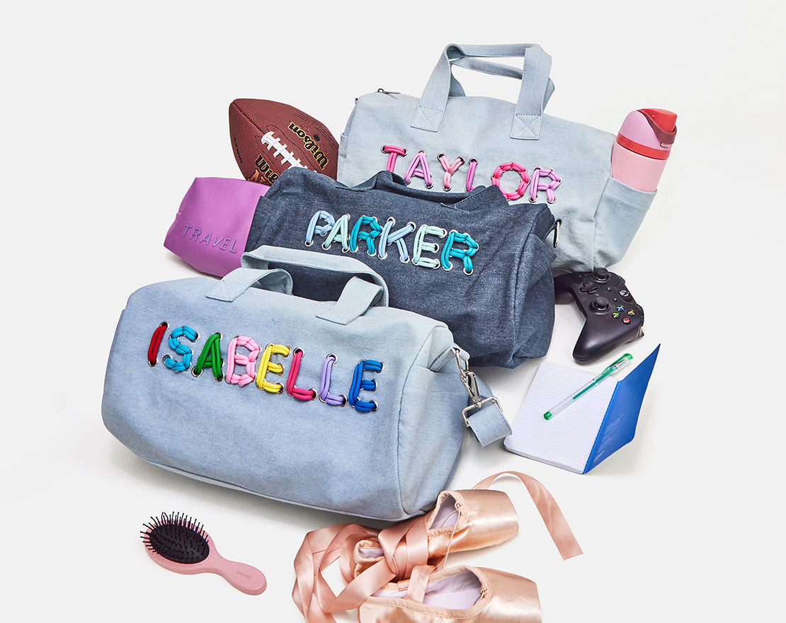Thready to Go Kids’ Custom Duffle - Light Denim/Multi