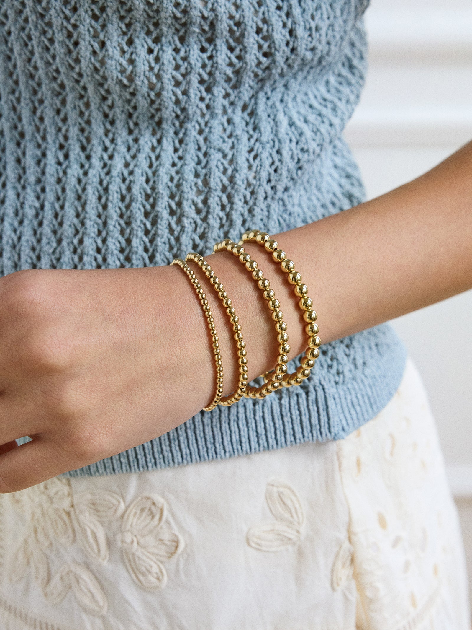 Gold Pisa Bracelet - 3MM Beads